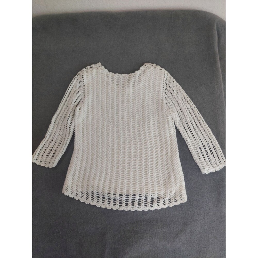 Croft & Barrow White Crochet Lace Top Set Long Sleeve Lined Size M - Picture 8 of 9